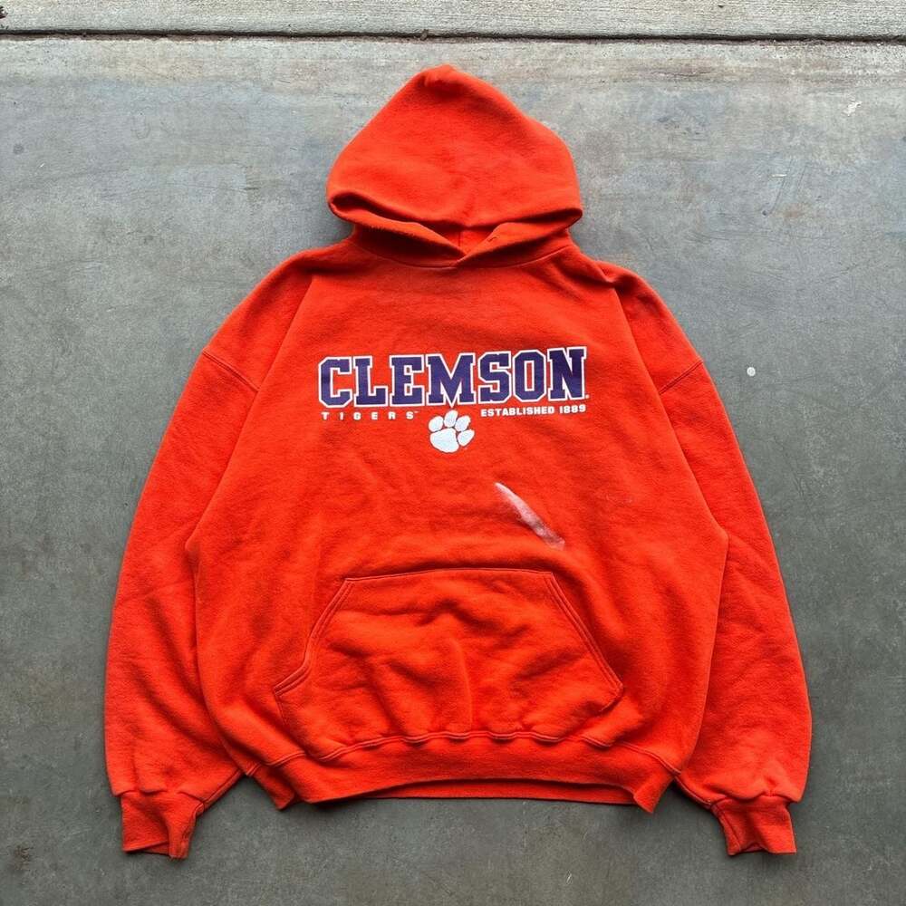 Russell Athletic Clemson Tigers Vintage Hoodie Orange XL
